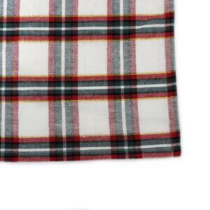 NWOT Oblong Cotton Plaid Tablecloth Red Green Gold White Party 104" Long